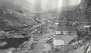 An early photo of Pilgrims Rest where gold was first discovered in 1873 by Wheel barrow Patterson